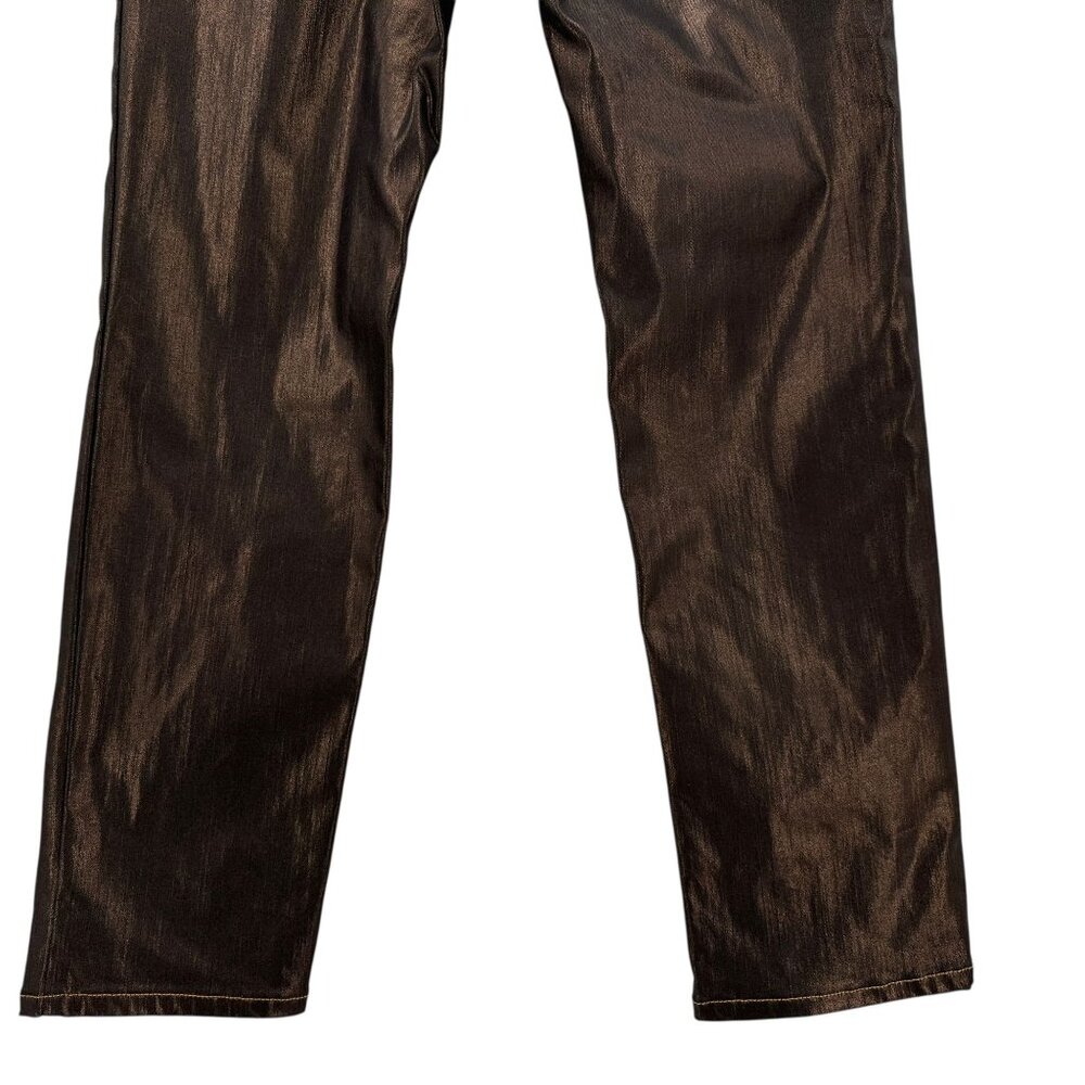 Soft Surroundings Womens 12 Jeans Mica Coated Straight Leg Bronze Shiny 5 Pocket - Picture 6 of 8